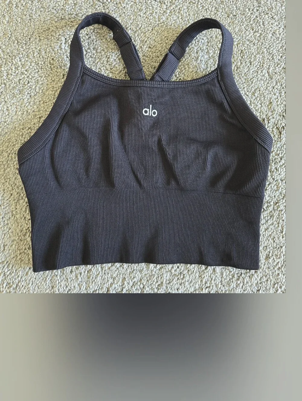 ALO Seamless Ribbed Favorite Bra Tank BLACK